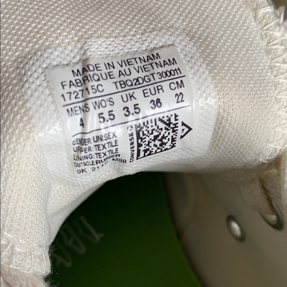 Converse High-Top Sneakers with Green and White Geometric Design NEW Sz 5.5 - Picture 6 of 6